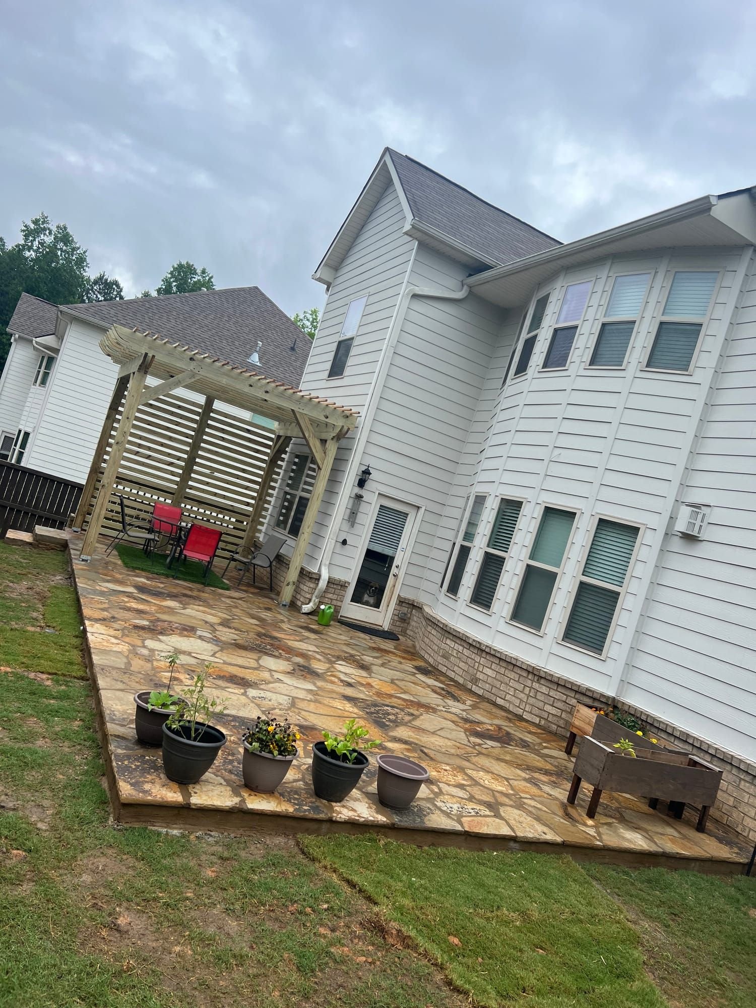 Backyard flagstone patio